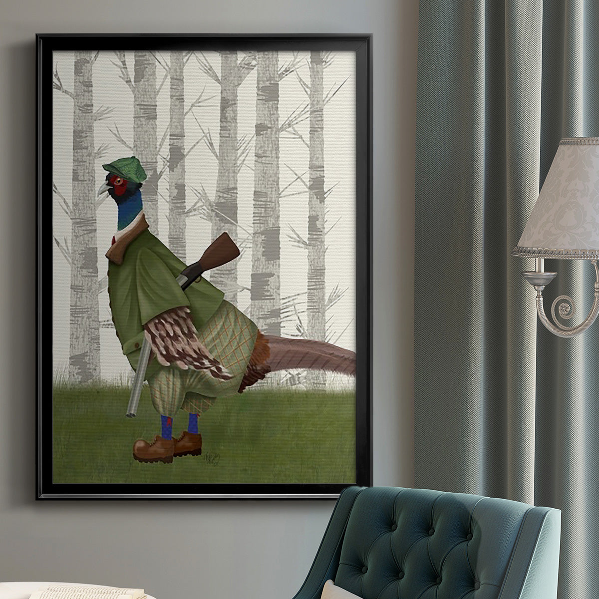 Pheasant Shooting Party 1 Premium Framed Print - Ready to Hang