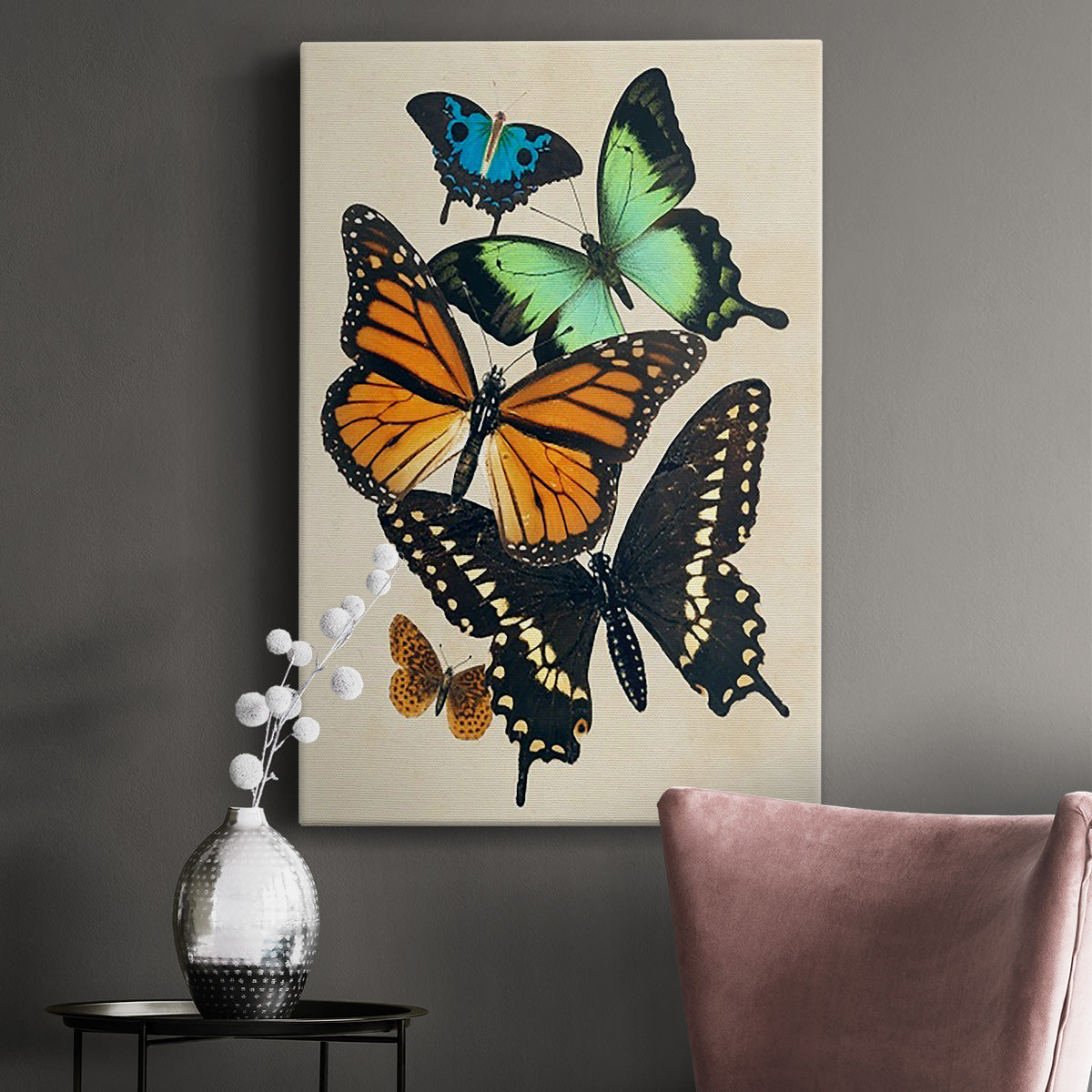 Collaged Butterflies I Premium Gallery Wrapped Canvas - Ready to Hang