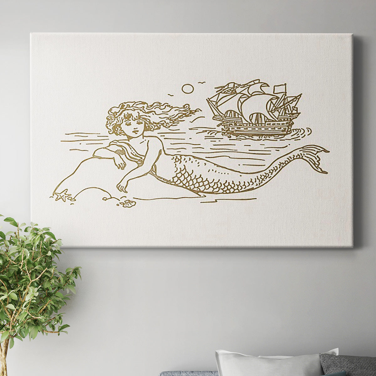Sunning Mermaid II Premium Gallery Wrapped Canvas - Ready to Hang