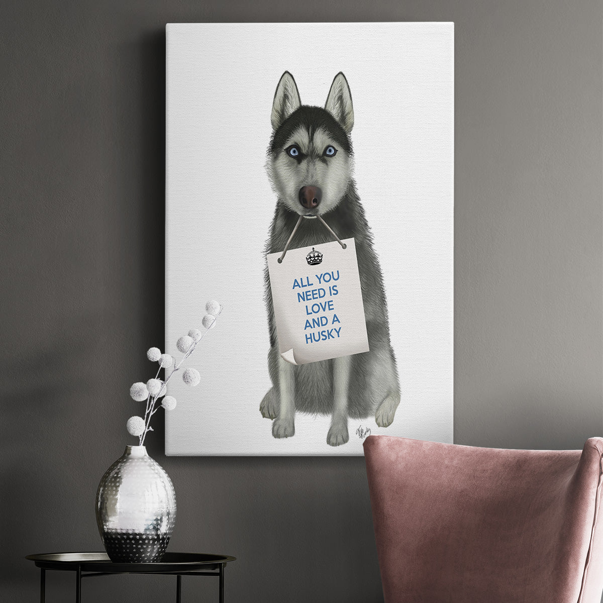 Love and Husky Premium Gallery Wrapped Canvas - Ready to Hang