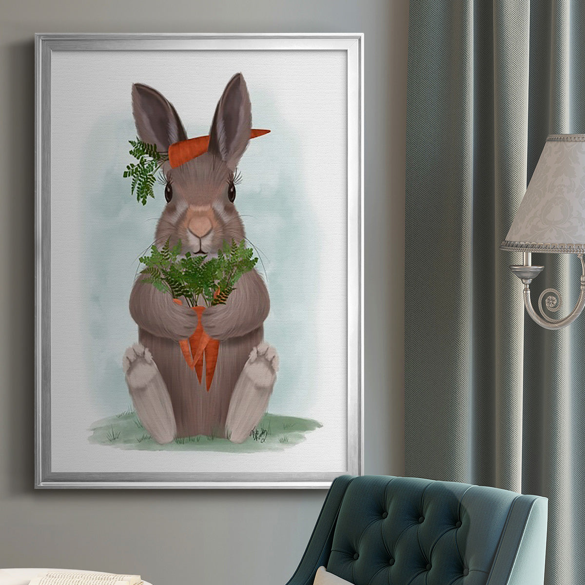 Rabbit Carrot Hug Premium Framed Print - Ready to Hang