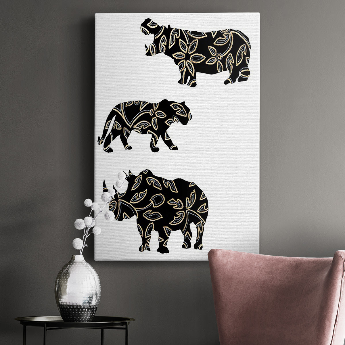 Ornamental Safari Animals II Premium Gallery Wrapped Canvas - Ready to Hang