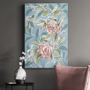 Faded Camellias II Premium Gallery Wrapped Canvas - Ready to Hang