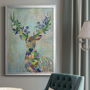 Fantastic Florals Deer, Portrait Premium Framed Print - Ready to Hang