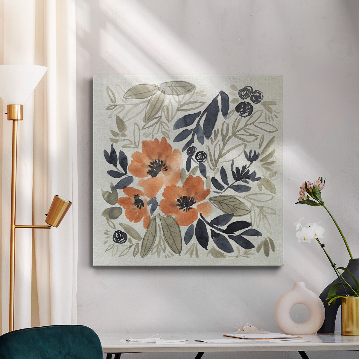 Sienna & Paynes Flowers II-Premium Gallery Wrapped Canvas - Ready to Hang