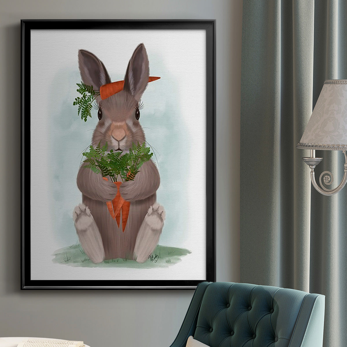 Rabbit Carrot Hug Premium Framed Print - Ready to Hang