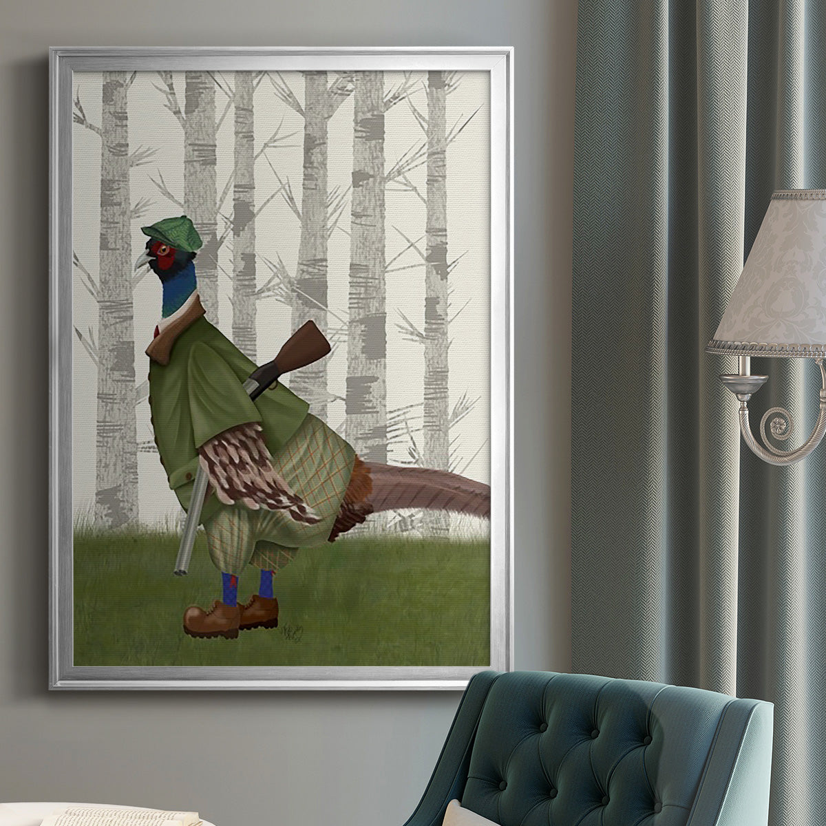 Pheasant Shooting Party 1 Premium Framed Print - Ready to Hang