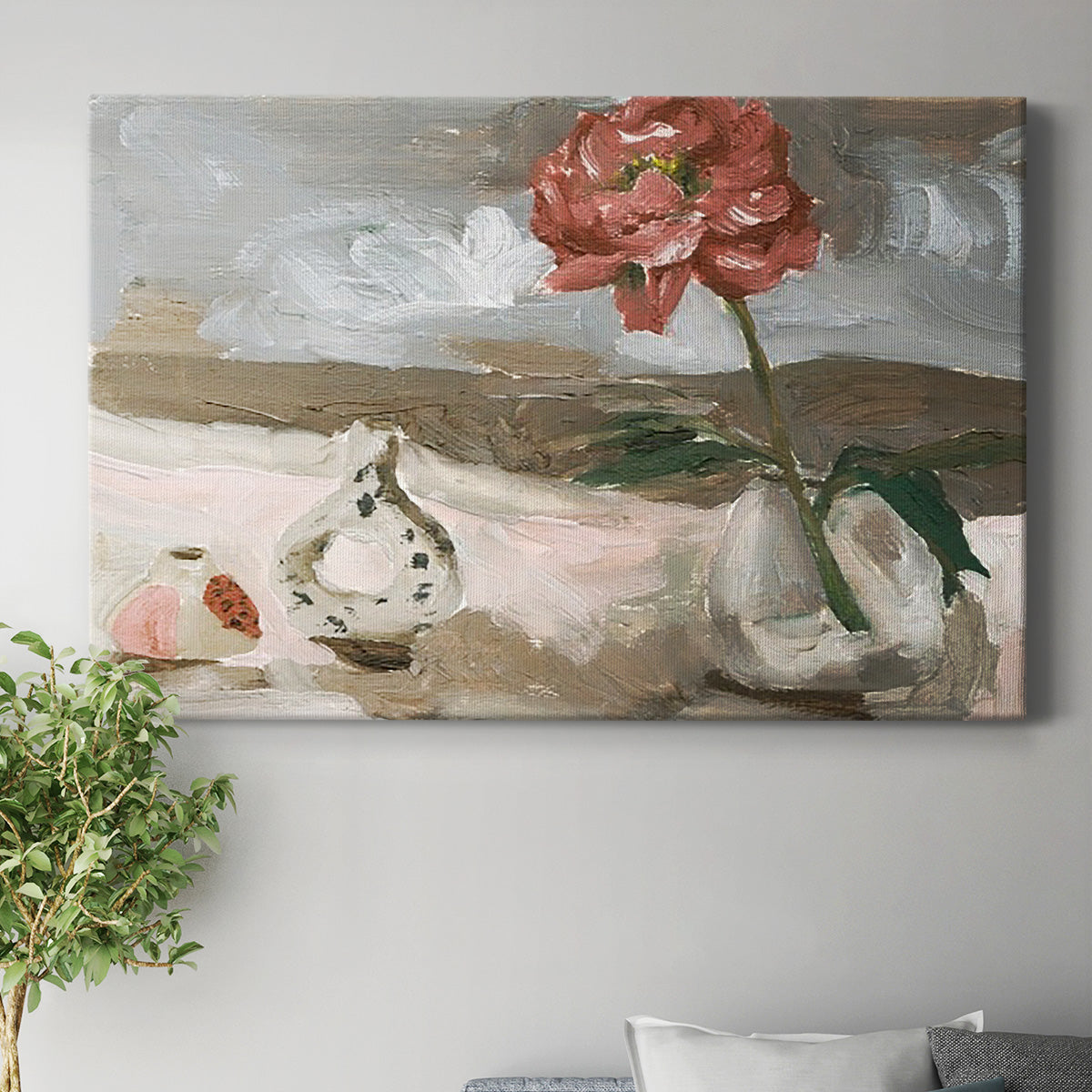 Vase of Pink Flowers IV Premium Gallery Wrapped Canvas - Ready to Hang