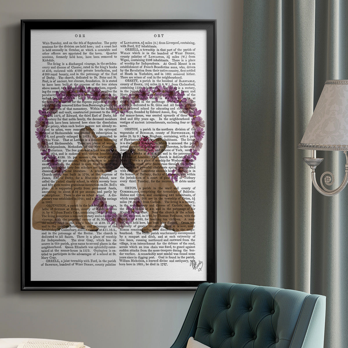 French Kiss and Flower Heart Premium Framed Print - Ready to Hang