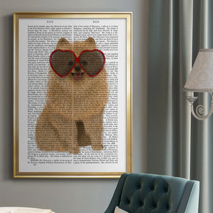 Pomeranian and Heart Glasses Premium Framed Print - Ready to Hang