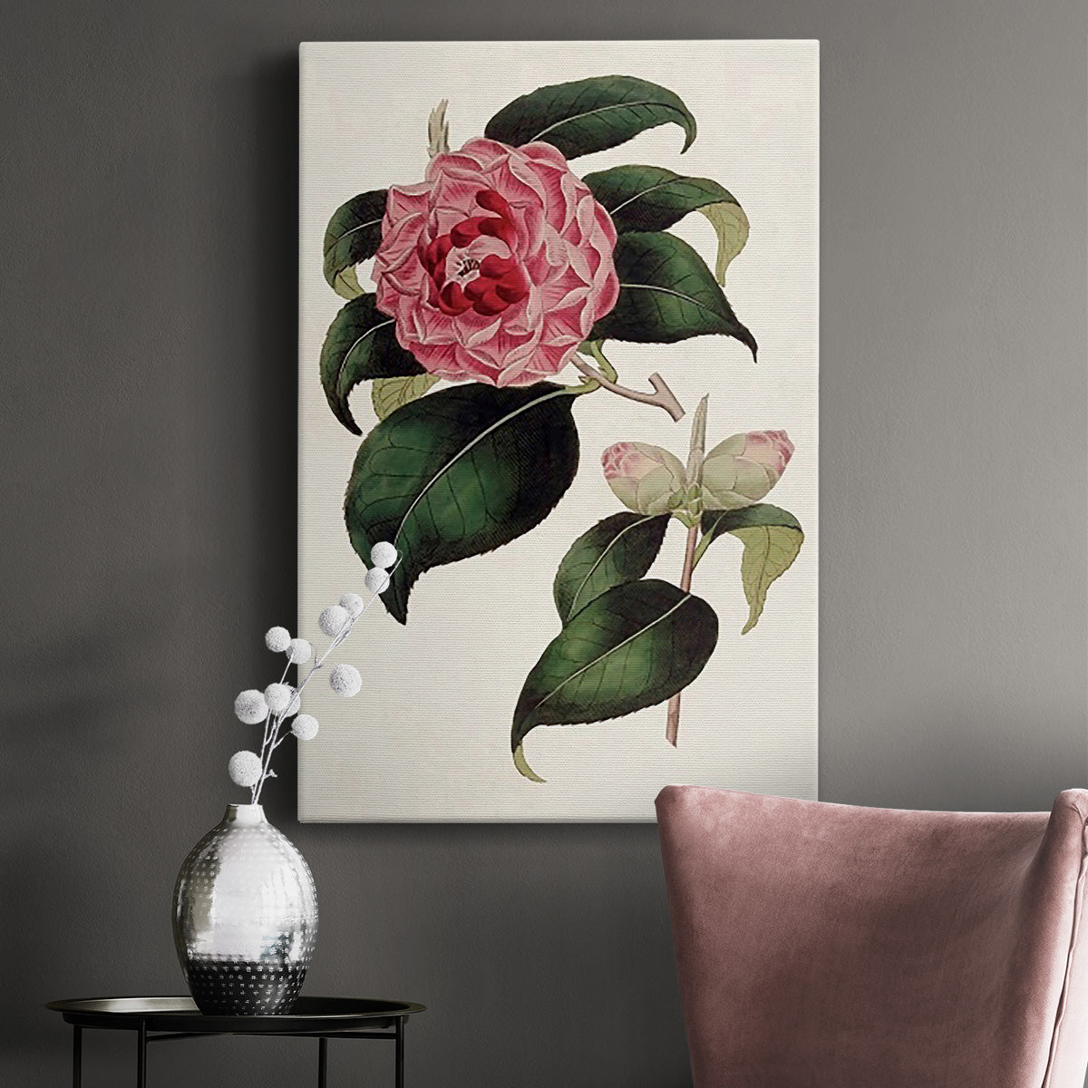 Pink Floral Mix III Premium Gallery Wrapped Canvas - Ready to Hang