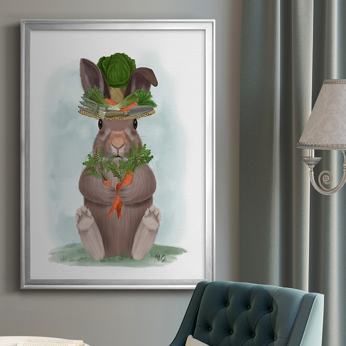 Rabbit Carrot Hat Premium Framed Print - Ready to Hang