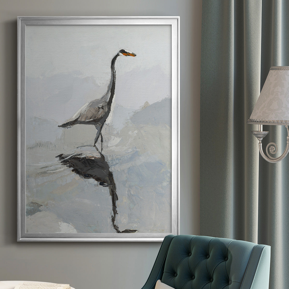 Heron Premium Framed Print - Ready to Hang