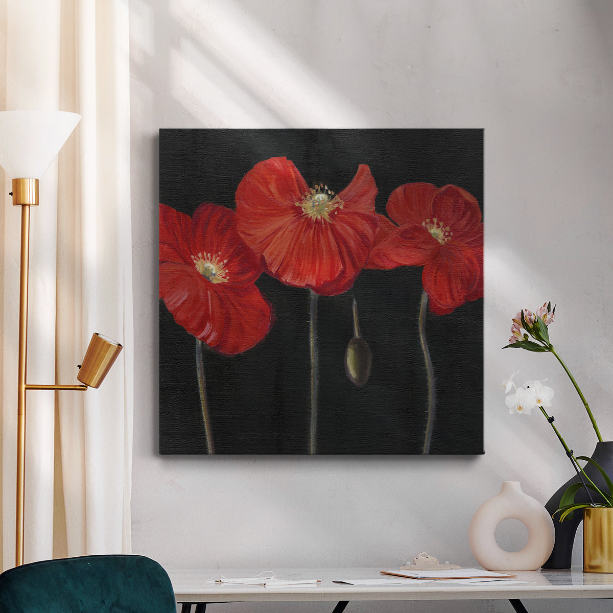 Poppy Trio I-Premium Gallery Wrapped Canvas - Ready to Hang