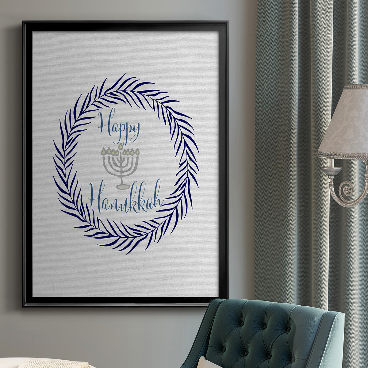 Hanukkah Wreath Premium Framed Print - Ready to Hang