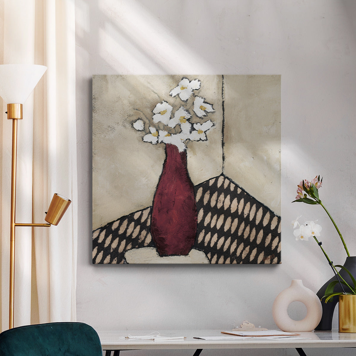 Retro Red Vase-Premium Gallery Wrapped Canvas - Ready to Hang