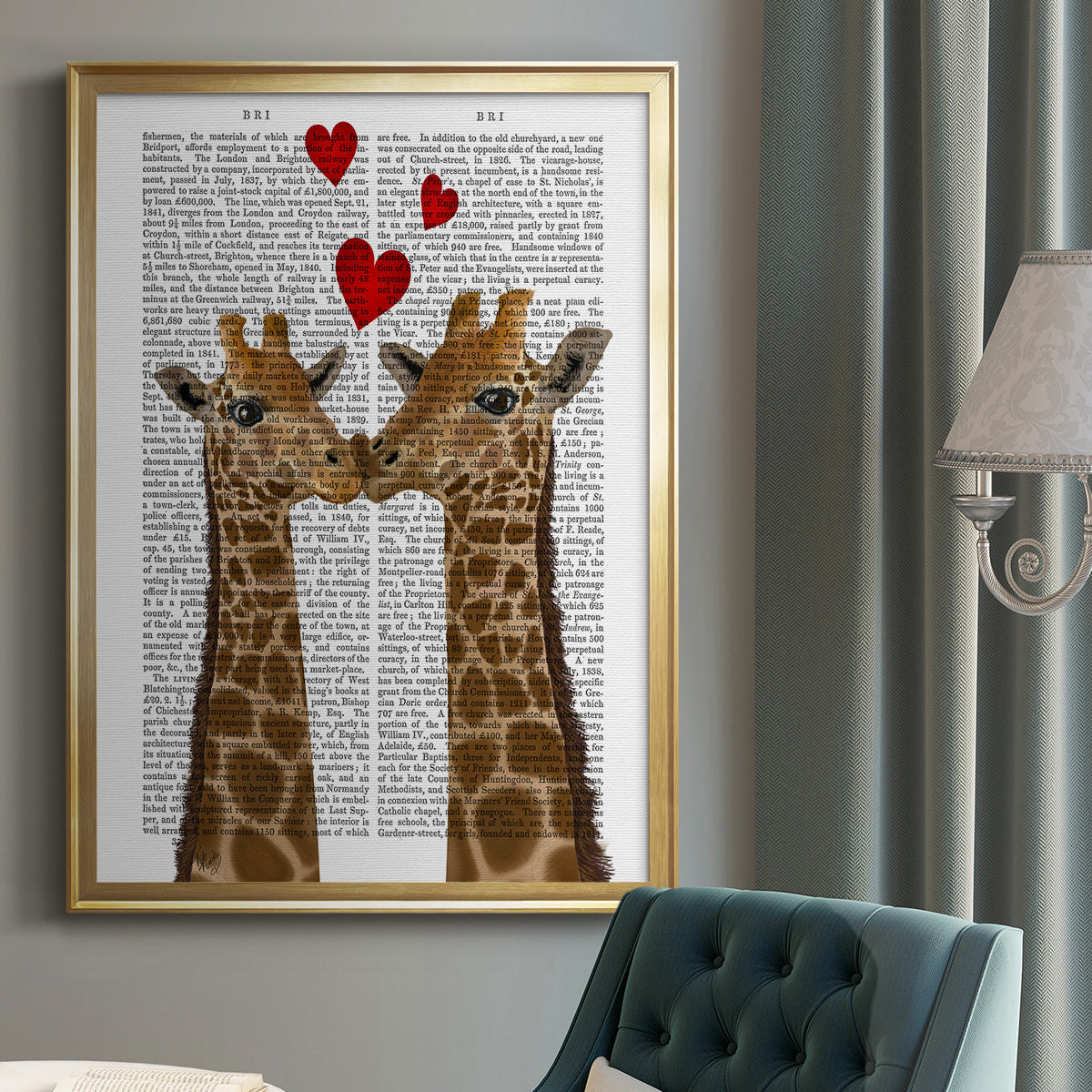 Giraffe Love Premium Framed Print - Ready to Hang