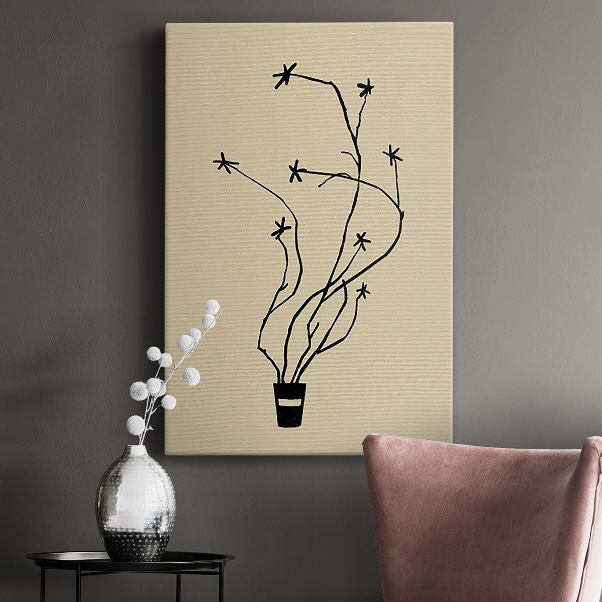 Spring Sprig Vase I Premium Gallery Wrapped Canvas - Ready to Hang