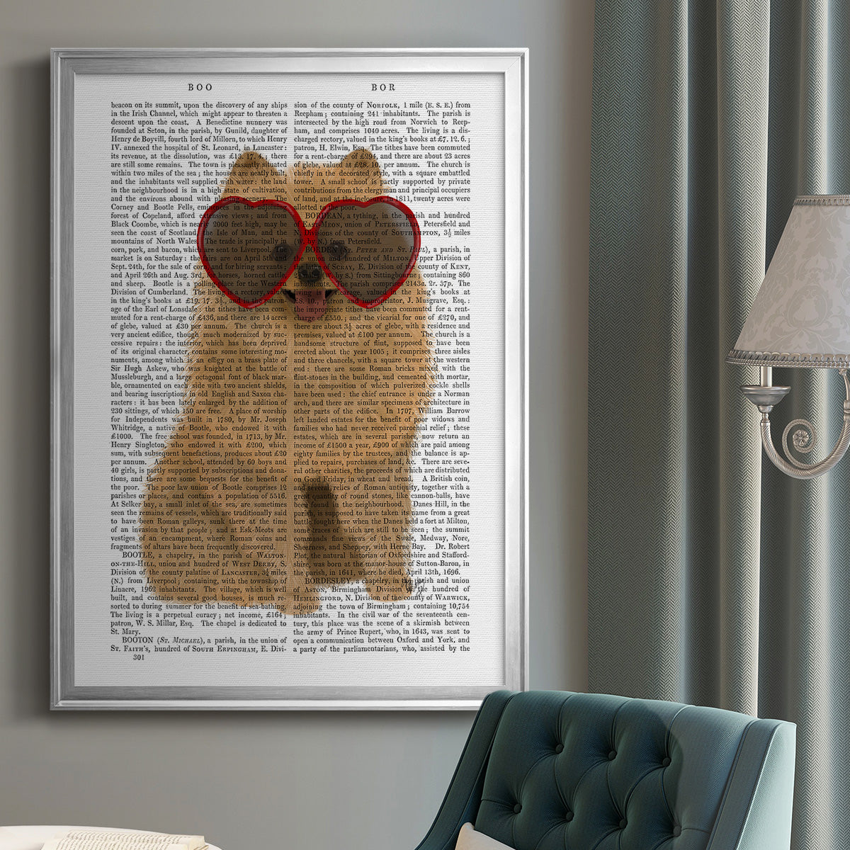 Pomeranian and Heart Glasses Premium Framed Print - Ready to Hang