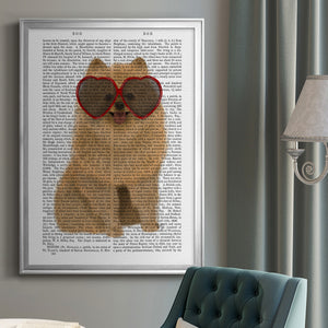 Pomeranian and Heart Glasses Premium Framed Print - Ready to Hang