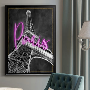 Neon Nights In Paris Premium Framed Print - Ready to Hang