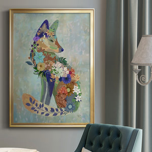 Fantastic Florals Fox, Sitting Premium Framed Print - Ready to Hang