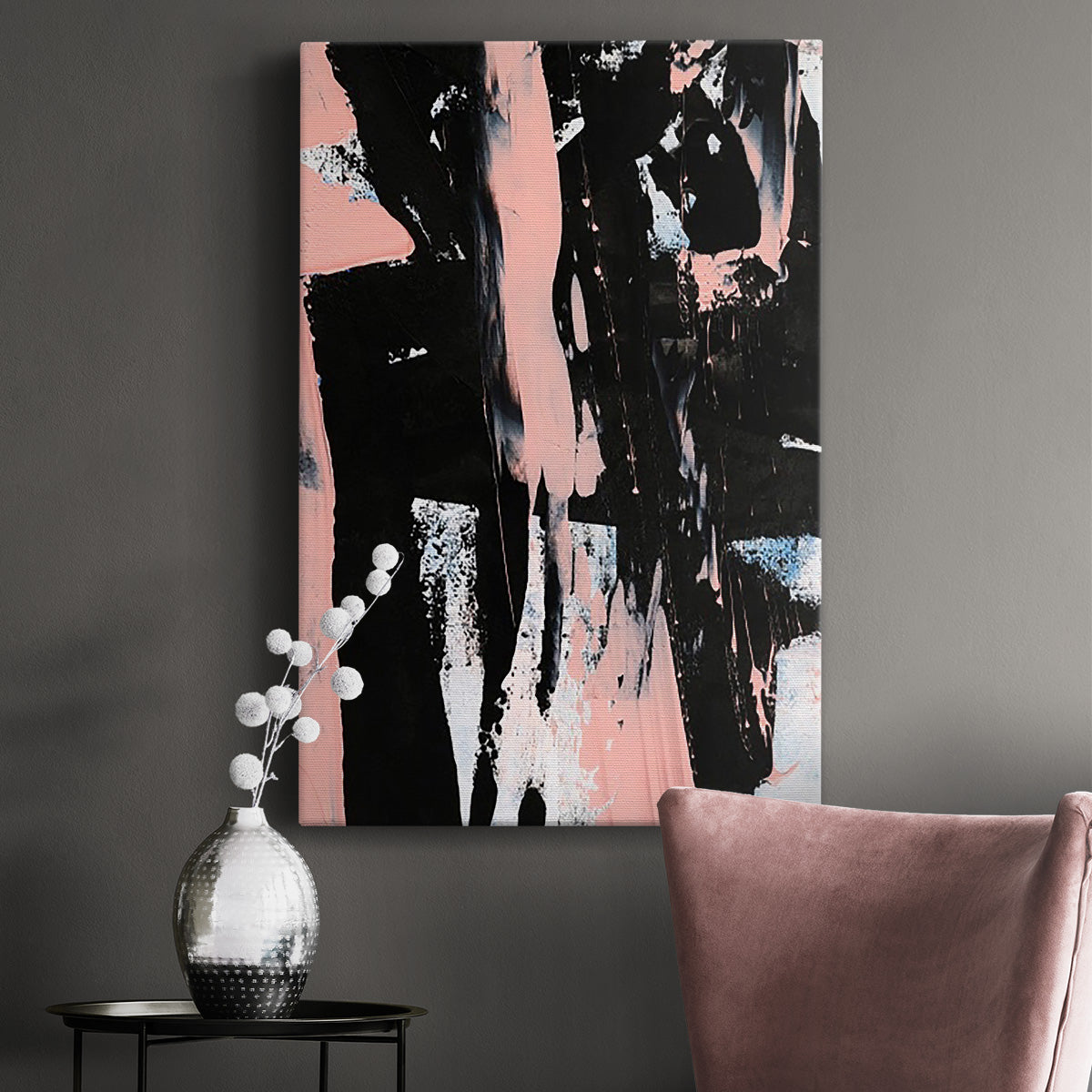 Black & Blush I Premium Gallery Wrapped Canvas - Ready to Hang