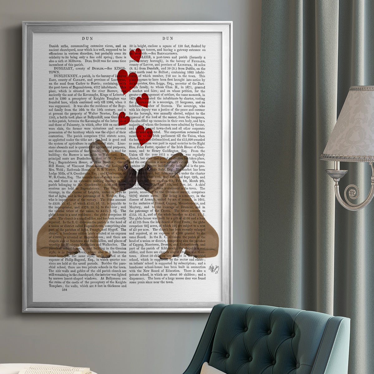 French Kiss and Hearts Premium Framed Print - Ready to Hang