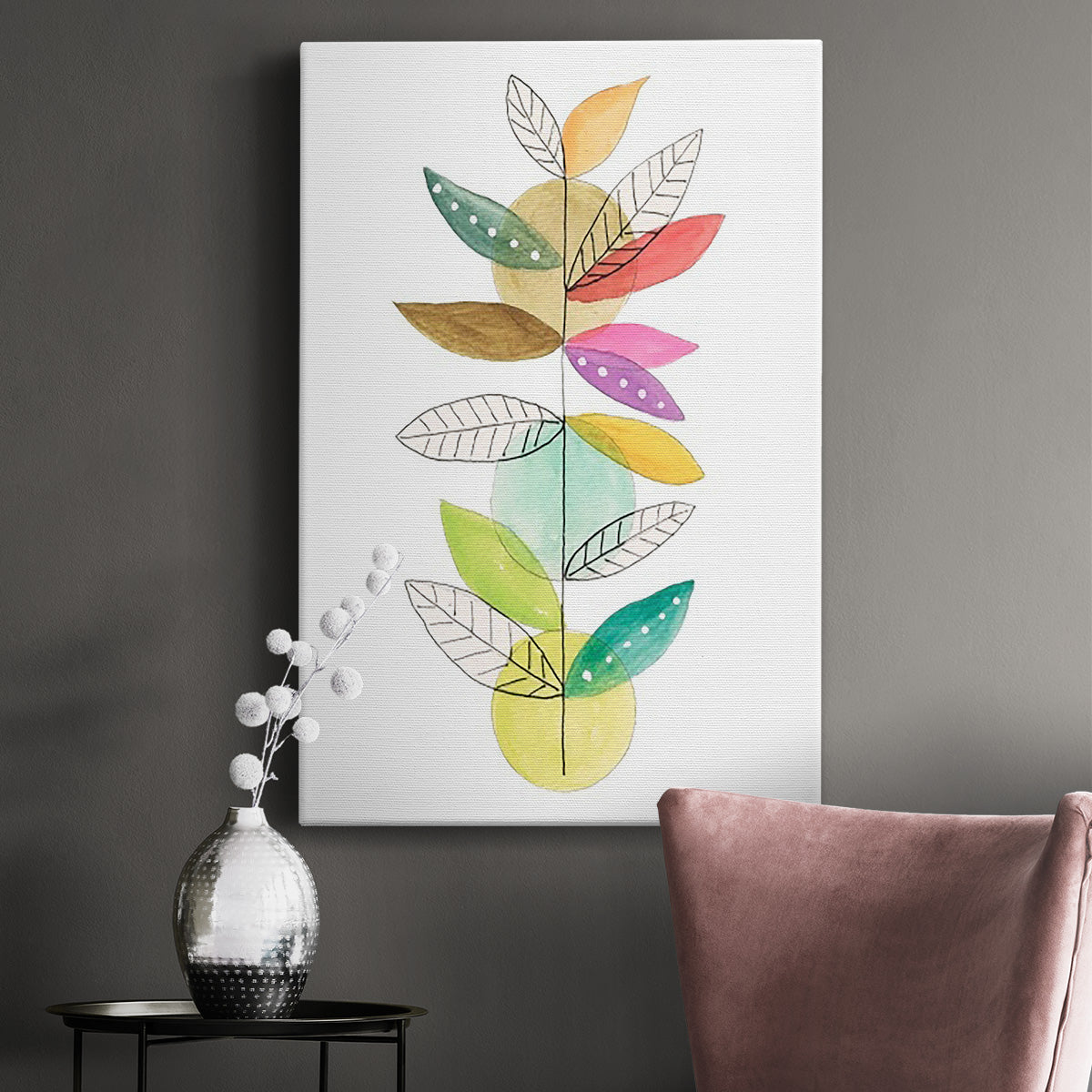 Moon Rising Leaves I Premium Gallery Wrapped Canvas - Ready to Hang