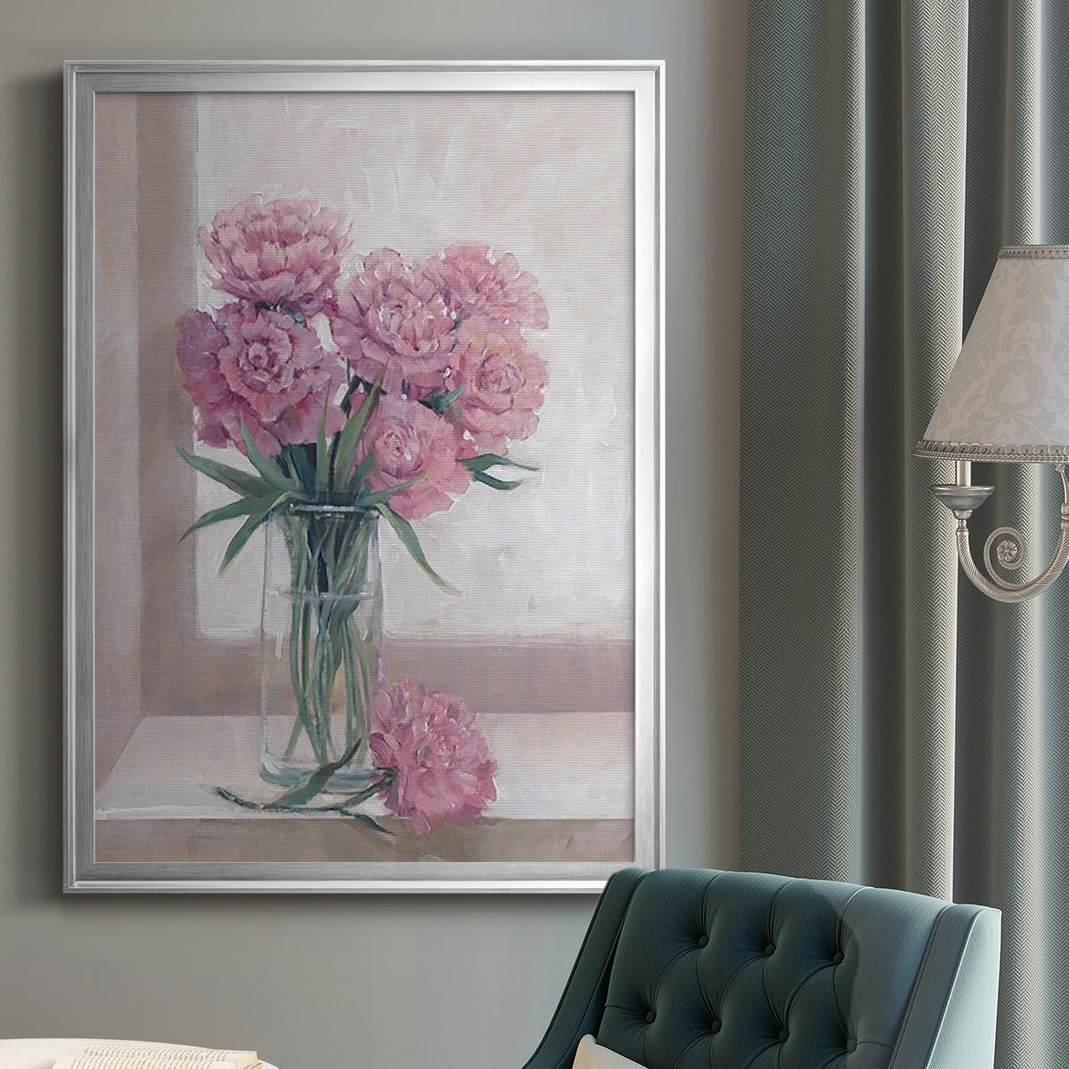 Windowsill Floral II Premium Framed Print - Ready to Hang