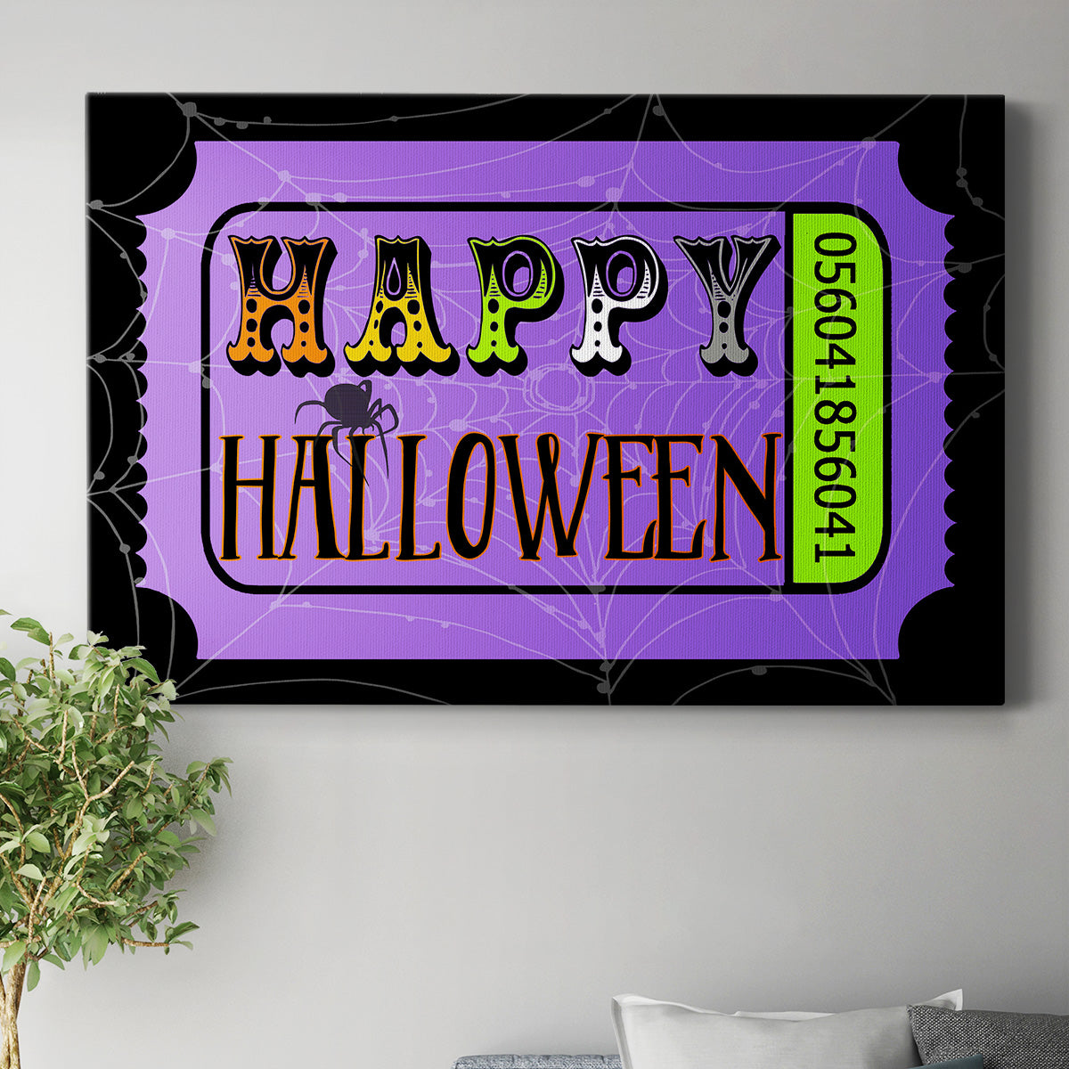 Happy Halloween Ticket Premium Gallery Wrapped Canvas - Ready to Hang