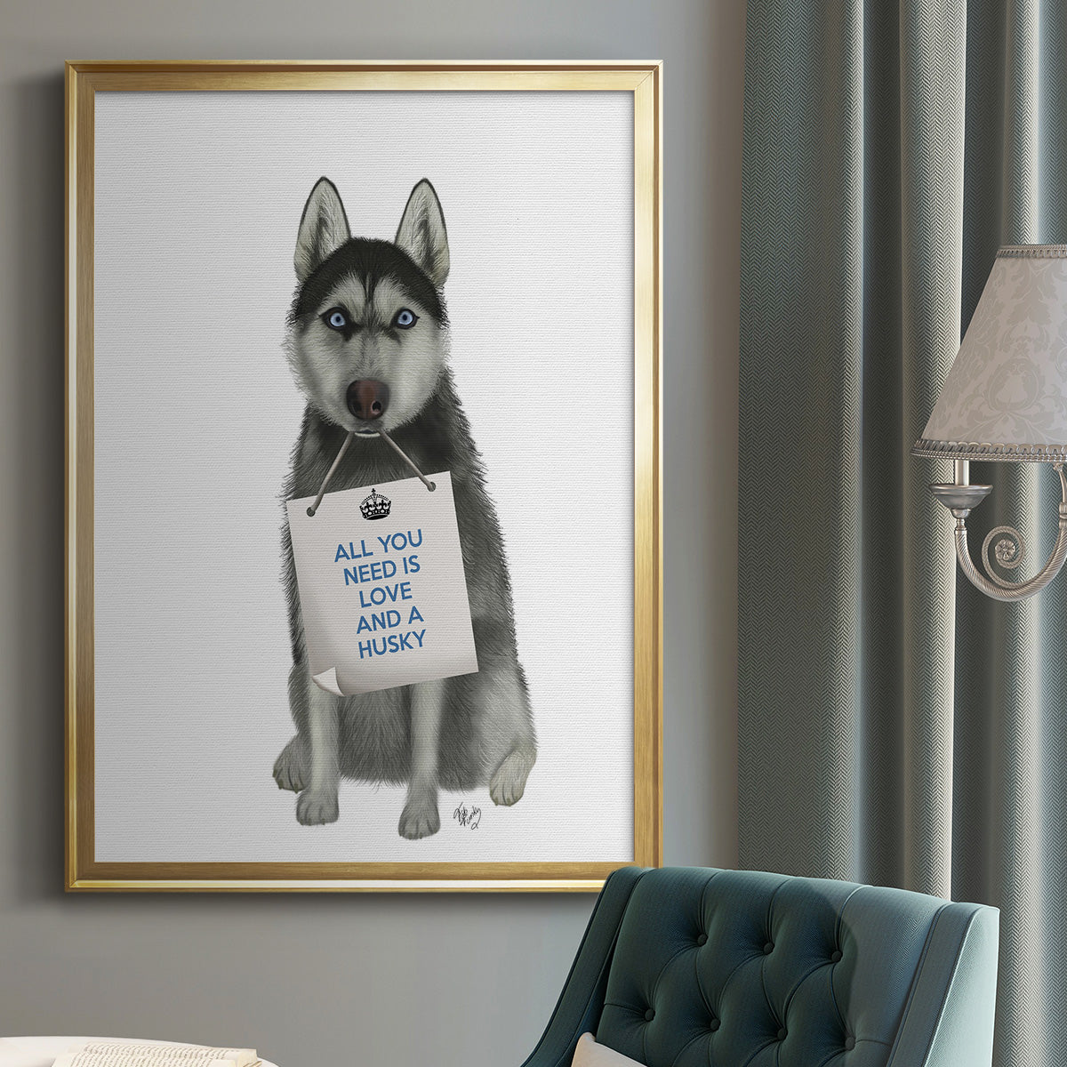 Love and Husky Premium Framed Print - Ready to Hang