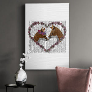 Foxes in Flowers Premium Gallery Wrapped Canvas - Ready to Hang