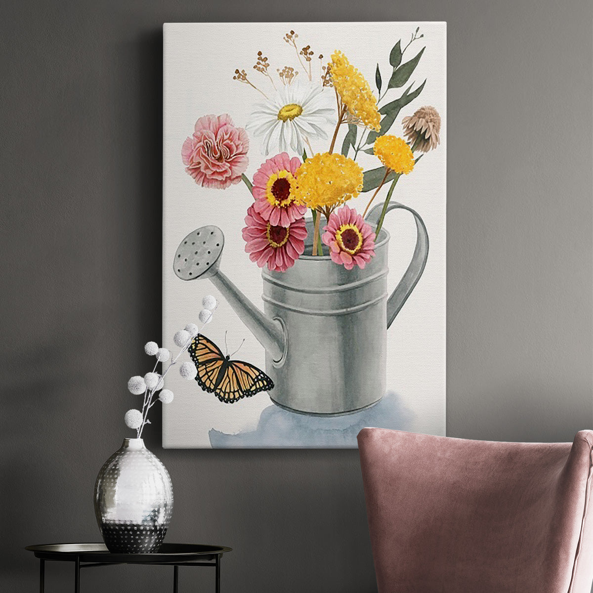 Watering Can Bouquet I Premium Gallery Wrapped Canvas - Ready to Hang
