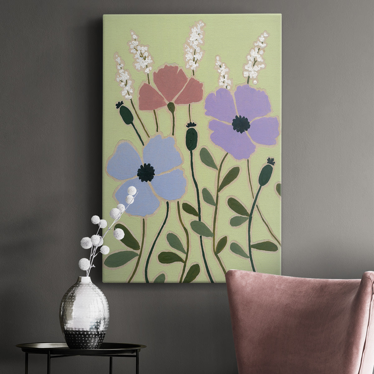 Woodblock Floral III Premium Gallery Wrapped Canvas - Ready to Hang