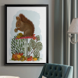 Red Squirrel On Mushroom Premium Framed Print - Ready to Hang