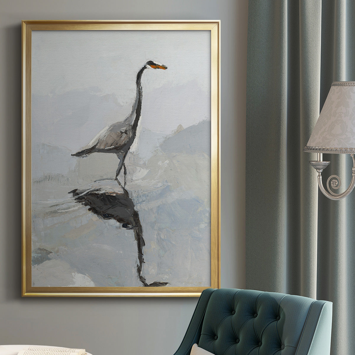 Heron Premium Framed Print - Ready to Hang