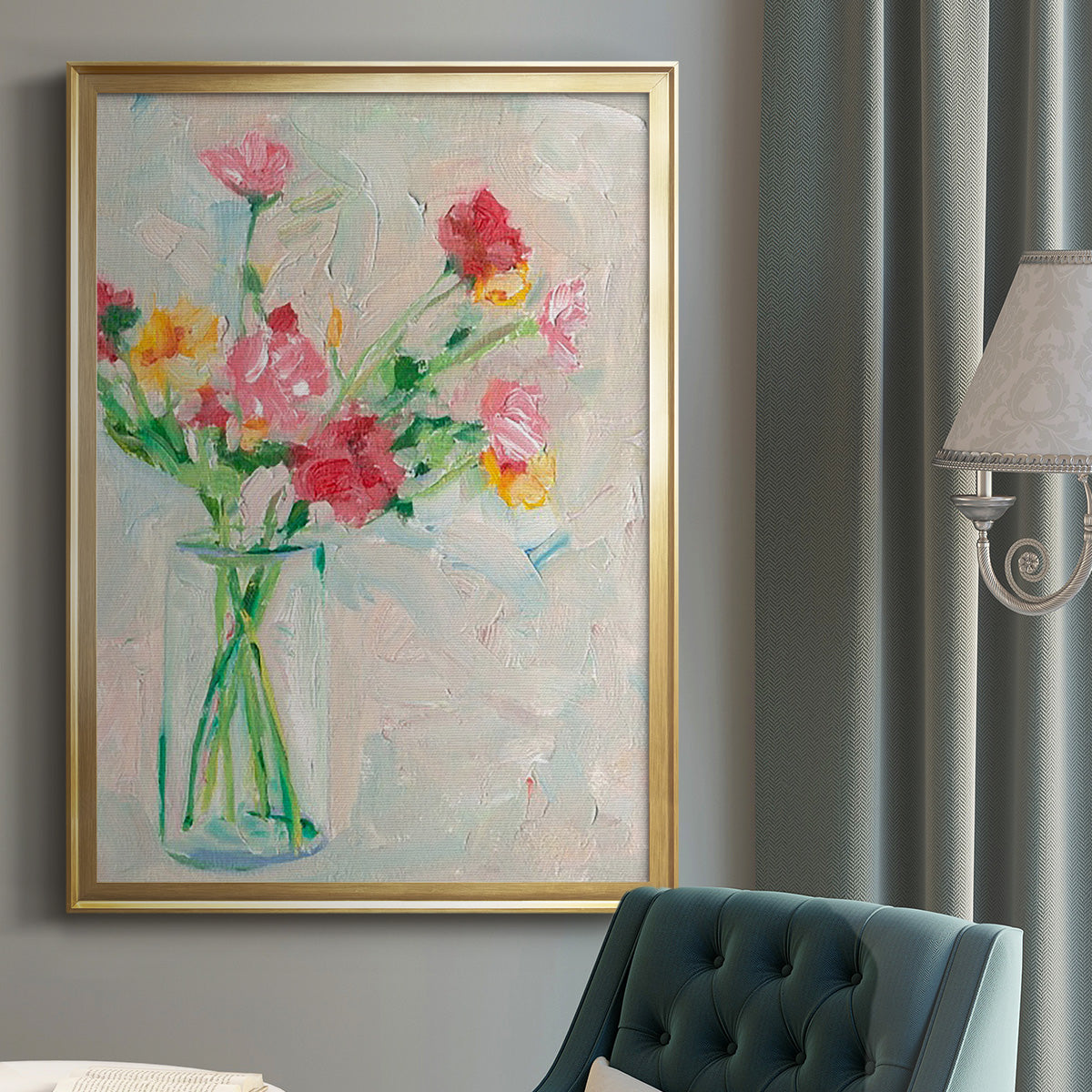 Painterly Soft Bouquet I Premium Framed Print - Ready to Hang