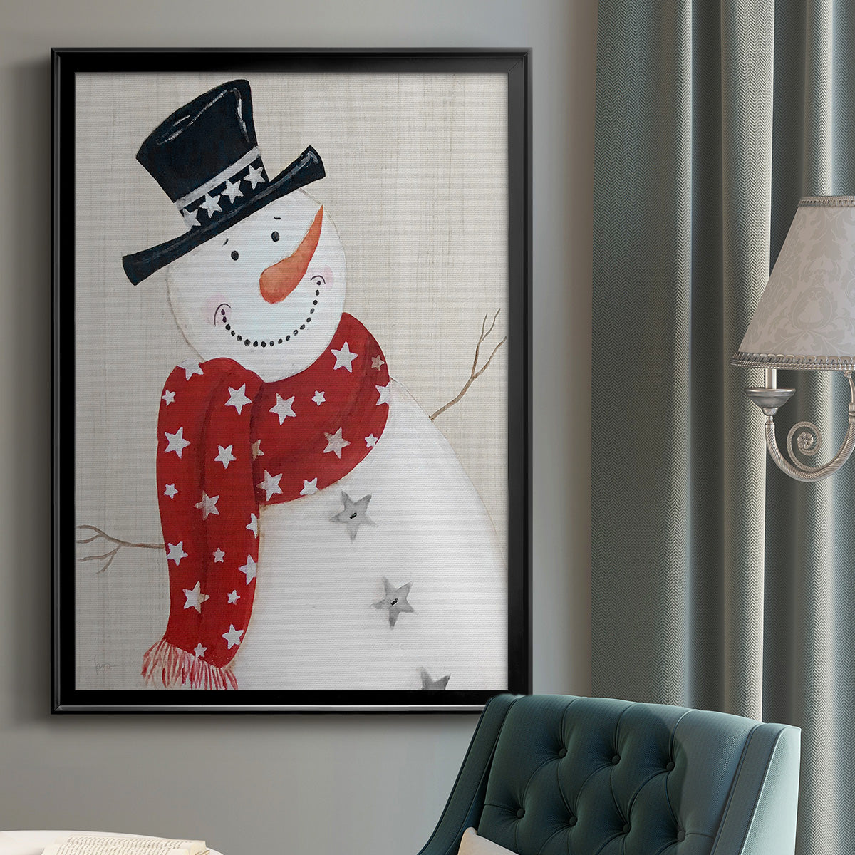 Festive Snowman I Premium Framed Print - Ready to Hang