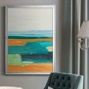 Aqua and Orange I Premium Framed Print - Ready to Hang