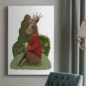 Latte Moose in Sweater Premium Gallery Wrapped Canvas - Ready to Hang