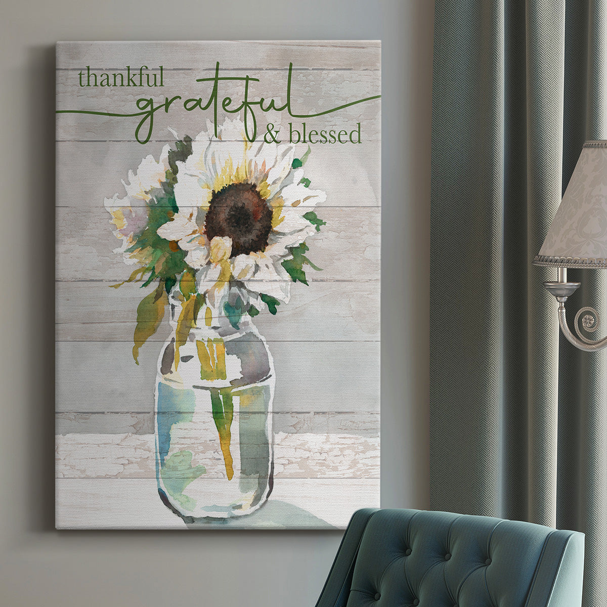 Thankful, Grateful, Blessed Premium Gallery Wrapped Canvas - Ready to Hang