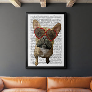 French Bulldog and Heart Glasses Premium Framed Print - Ready to Hang