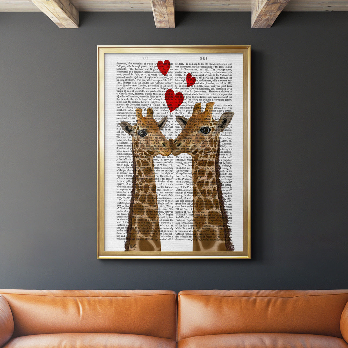 Giraffe Love Premium Framed Print - Ready to Hang