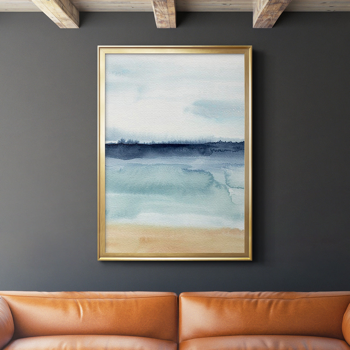 Watercolor Ocean Horizon I Premium Framed Print - Ready to Hang