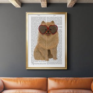 Pomeranian and Heart Glasses Premium Framed Print - Ready to Hang