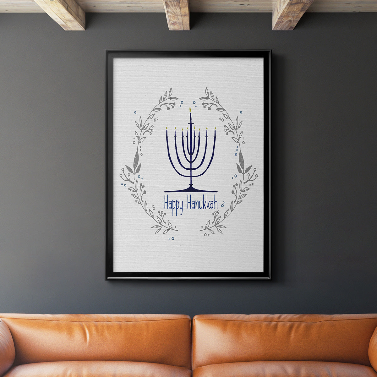 Happy Hanukkah II Premium Framed Print - Ready to Hang