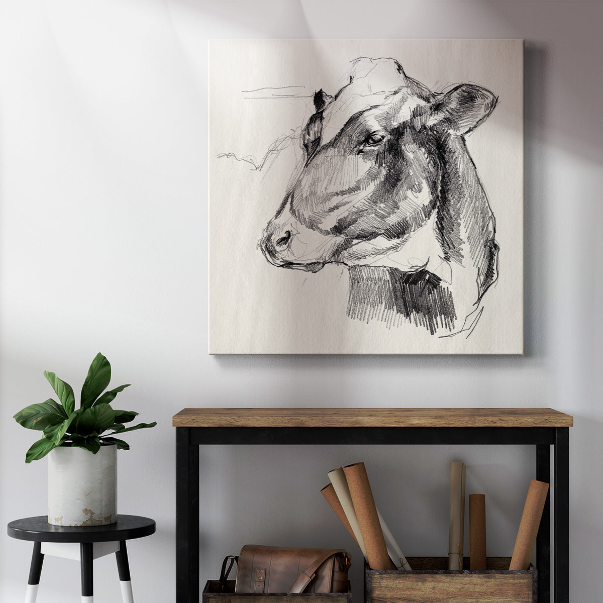 Holstein Portrait Sketch II-Premium Gallery Wrapped Canvas - Ready to Hang