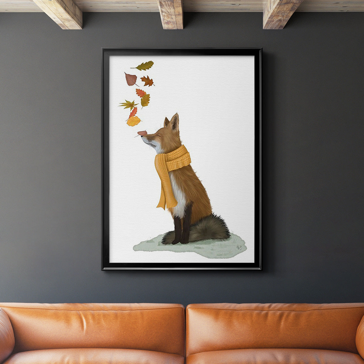 Fox Leaves on Nose Premium Framed Print - Ready to Hang