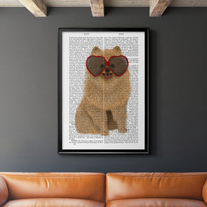 Pomeranian and Heart Glasses Premium Framed Print - Ready to Hang